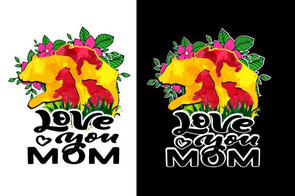 Bear Mom and Baby Mother s Day Graphics and T-Shirt Designs Review