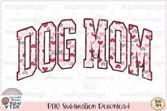 Dog Mom Hearts Retro Varsity Distressed Graphics and T-Shirt Designs