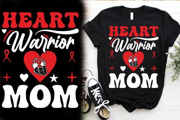 HEART WARRIOR MOM TSHIRT DESIGN Graphics and T-Shirt Designs