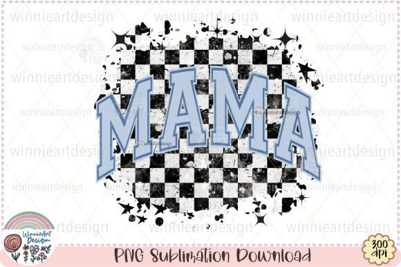 Mama Retro Checkered Grunge Rocker Mom Graphics and T-Shirt Designs