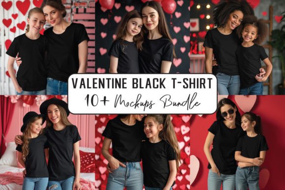 Mom and Me T-Shirts Mockups Bundle: Graphics for Seasonal Branding