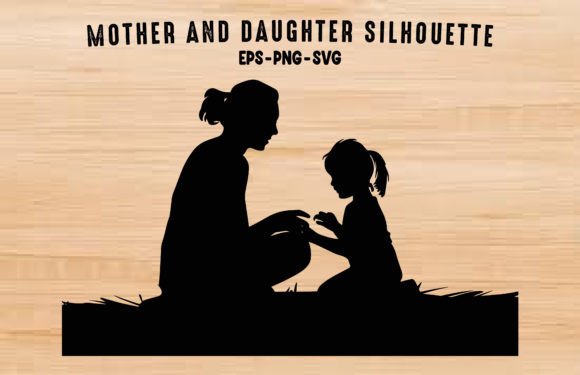 Mother and Daughter Playing Silhouette Graphics and Illustrations Review