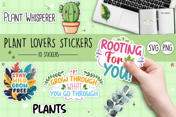Plant Lover Stickers SVG and PNG: Graphics for Labels Amp